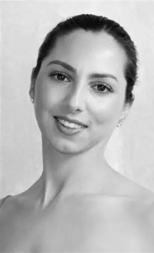 Jamie Marie Planko Black and white headshot of guest ballet instructor Jamie Marie Planko